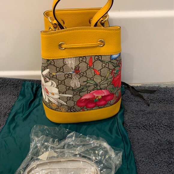 Gucci Ophidia Flora Small GG Canvas Bucket Bag - Picture 4 of 8